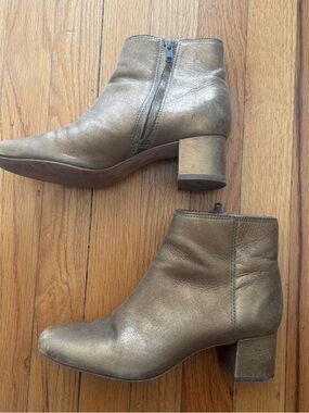 Madewell Metallic Gold Leather Ankle Booties